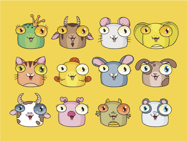 可爱动物的矢量插图图片下载