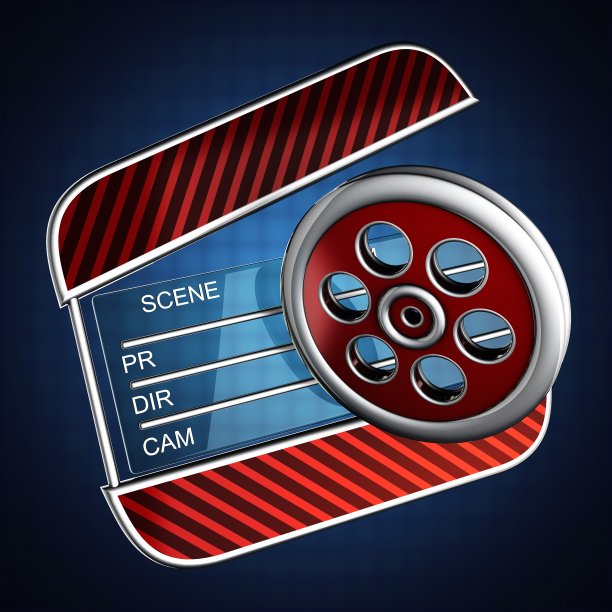 电影在蓝色背景上拍手图片下载