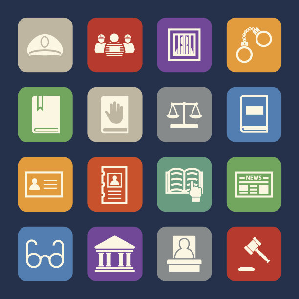 法律，法律和正义的图标集。图片下载