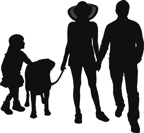 一个家庭的矢量剪影。图片下载