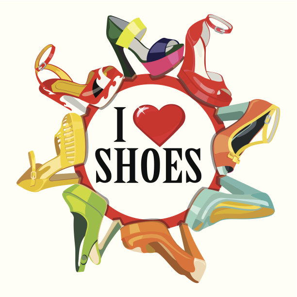 彩色时尚女装高跟鞋。时尚插图、海报图片下载