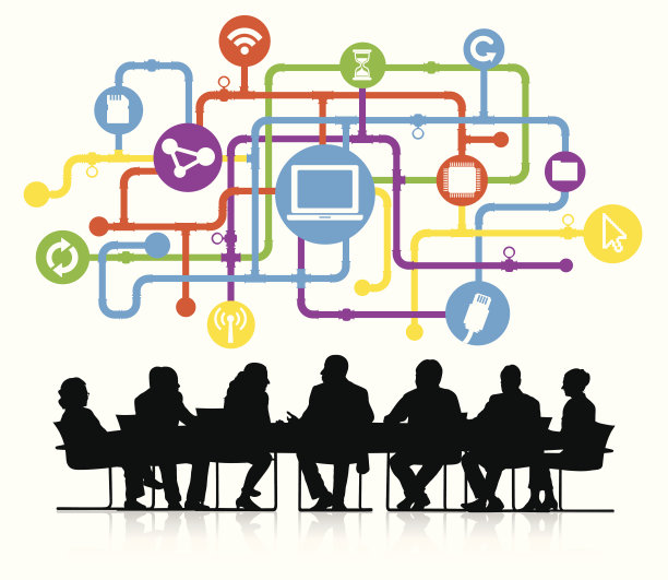 商务会议与计算机网络矢量图片下载