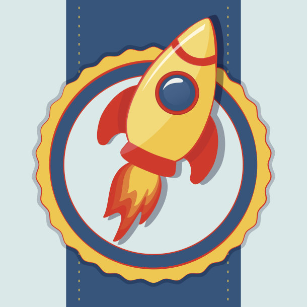 卡与太空火箭。矢量插图。素材图片