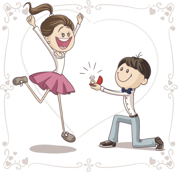 求婚矢量漫画图片下载