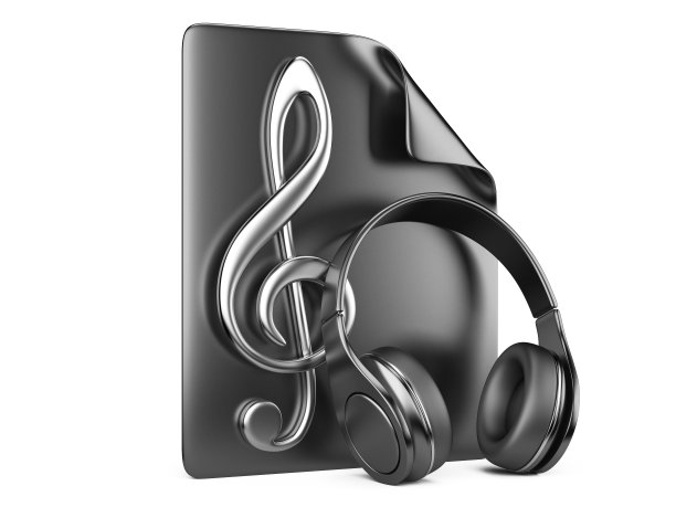 耳机，播放列表和音符-音乐的概念图片下载