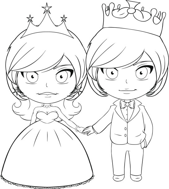 王子和公主涂色第三页图片下载