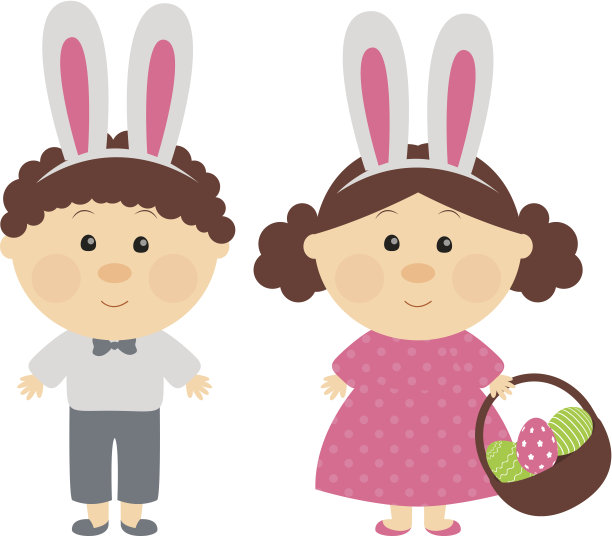 长着兔子耳朵的复活节小孩图片下载