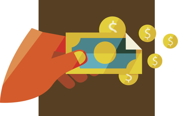 男人的手拿着一张钞票。图片下载