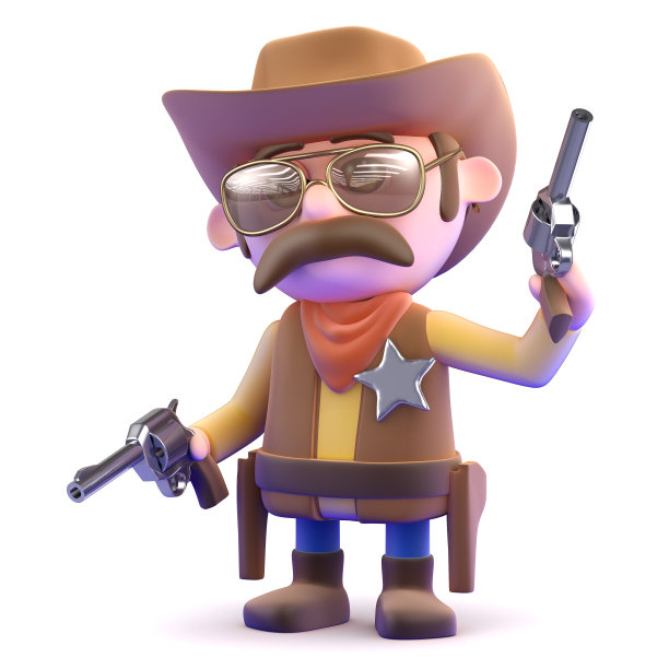 3d牛仔在城镇开枪射击图片下载
