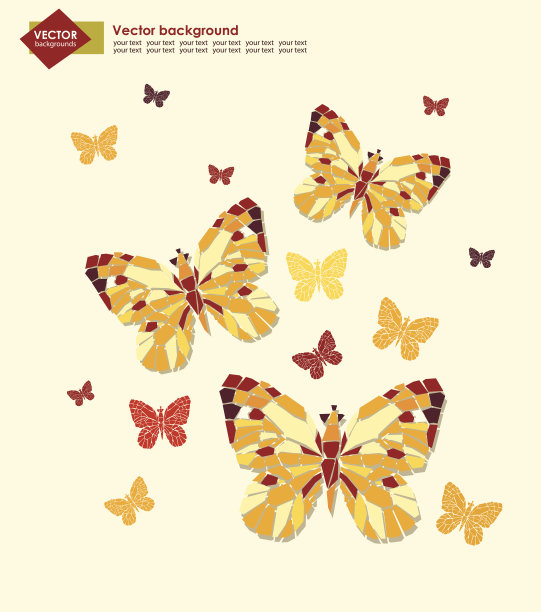 矢量几何背景与程式化的抽象蝴蝶图片下载