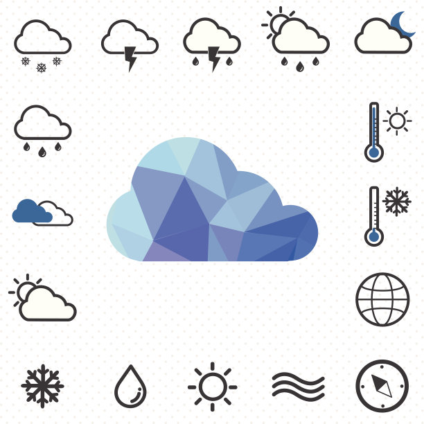 多边形云和天气图标图片下载