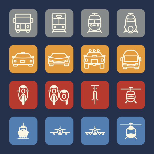 车辆和交通图标。图片下载