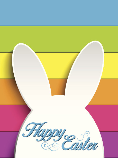 快乐的复活节兔子兔子在彩虹背景图片下载