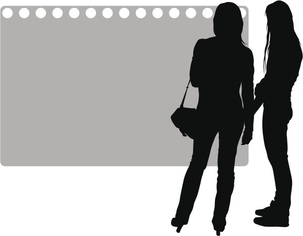 女孩和横幅素材图片