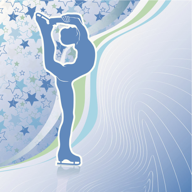 男子花样滑冰鞋。设计模板与星形背景和线条图片下载