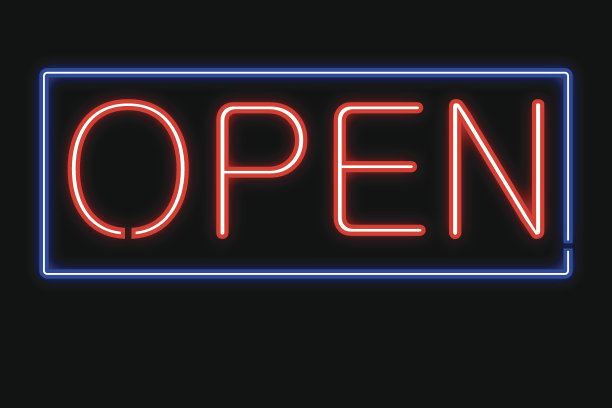 霓虹灯打开标志图片下载