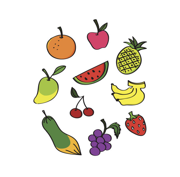 手绘混合水果图片下载