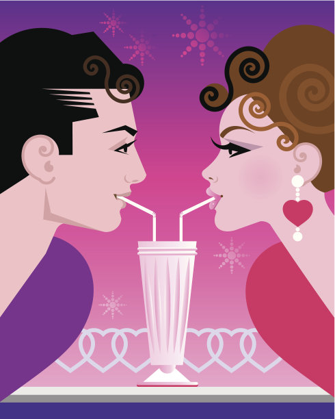 情侣分享饮料C图片下载