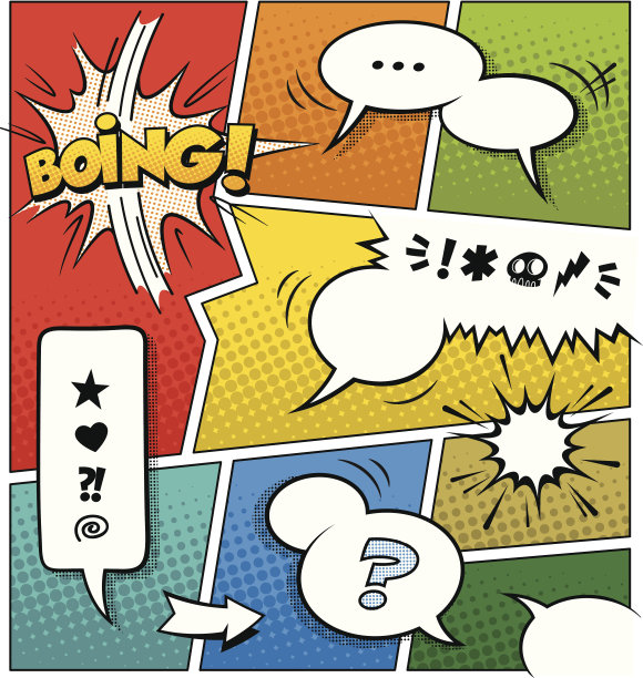 彩色漫画书页模板素材图片