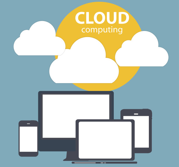 不同电子设备上的云计算概念。向量图片下载