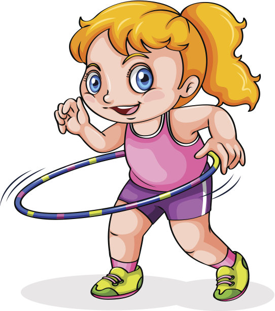 年轻的白人女孩在玩呼啦圈图片下载