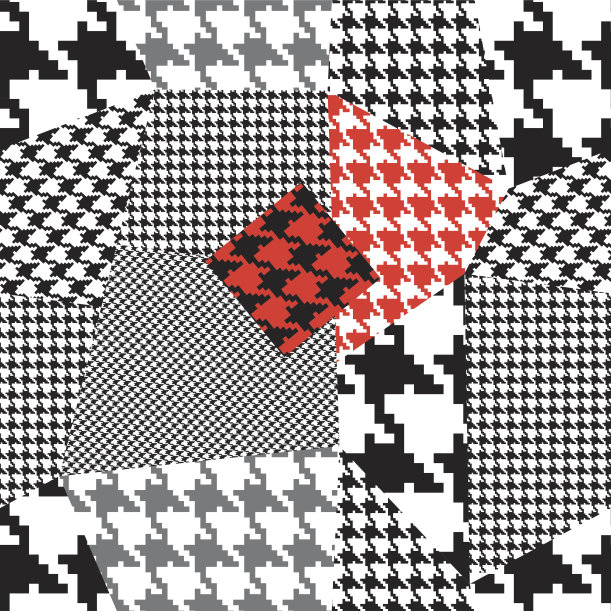 带有犬齿装饰的拼接作品。图片下载