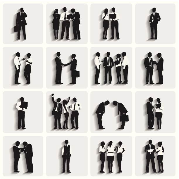 使用阴影向量的活跃商务人士剪影图片下载