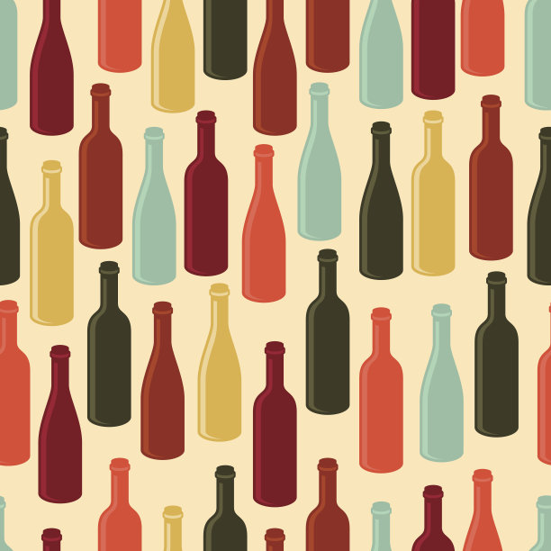 无缝模式与酒瓶。图片下载