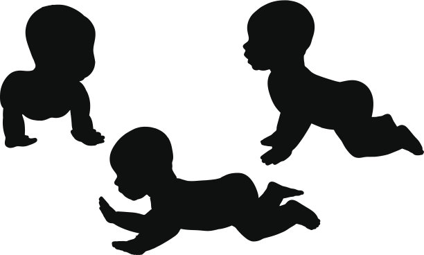 矢量剪影的一个幼童。图片下载