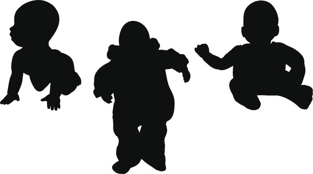 矢量剪影的一个幼童。图片下载