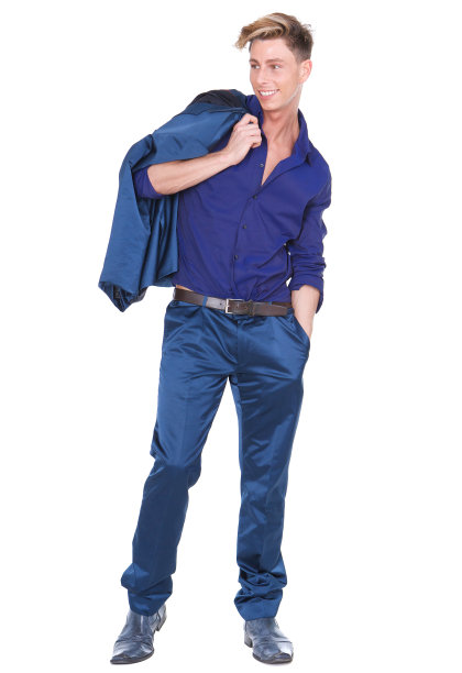 穿着蓝色西装微笑的男人图片下载