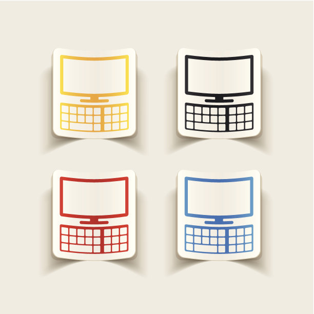 逼真的设计元素:显示器、键盘图片下载