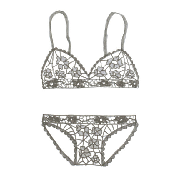 手绘向量性感内衣集。图片下载