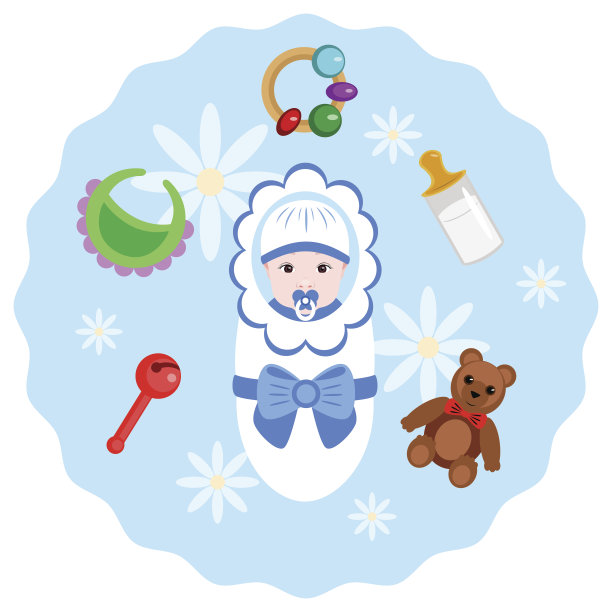 新生儿和一些东西给他素材图片