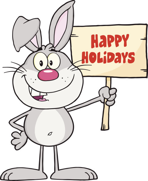 灰兔举着木头牌子图片下载