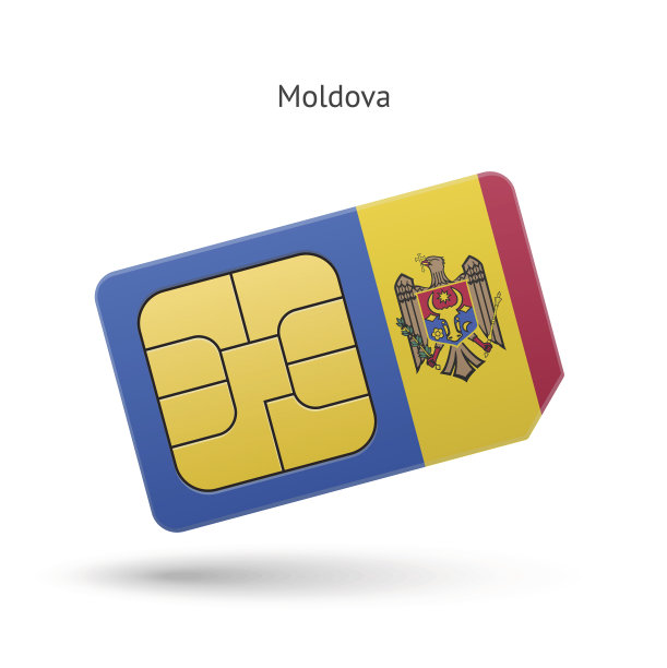 摩尔多瓦手机sim卡带旗。图片下载