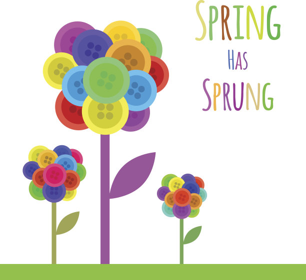 花Abctract按钮。春天已经出现。向量图片下载