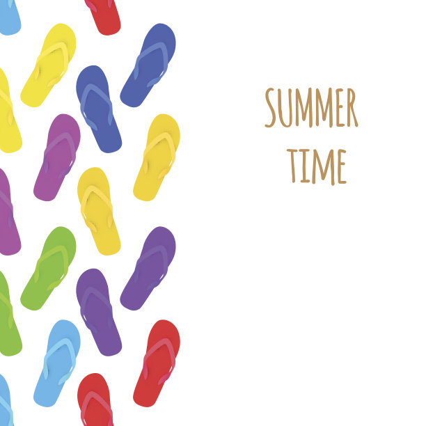 夏天的时间。拖鞋。横幅。向量图片下载