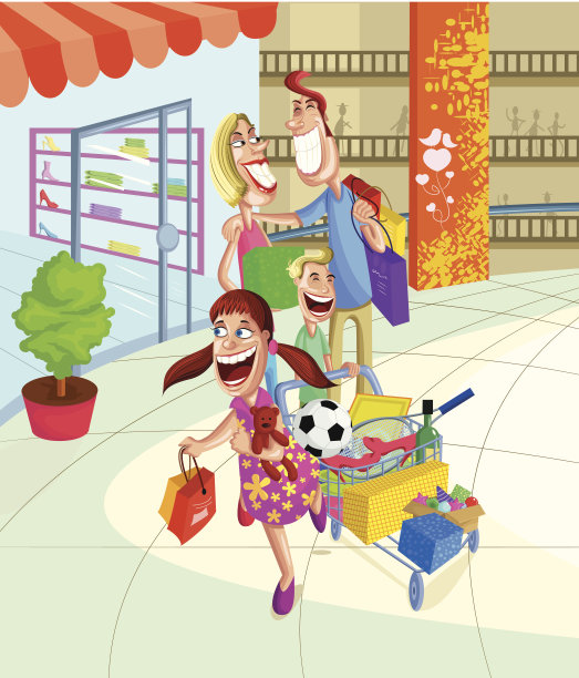 幸福的家庭购物素材图片