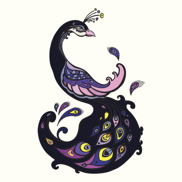 孔雀。装饰性的矢量图。图片下载