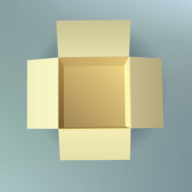打开纸箱，瓦楞，顶视图与软阴影图片下载