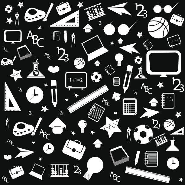 无缝模式与彩色学校图标图片下载