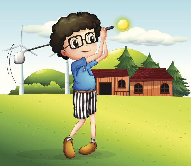 打高尔夫的小男孩图片下载