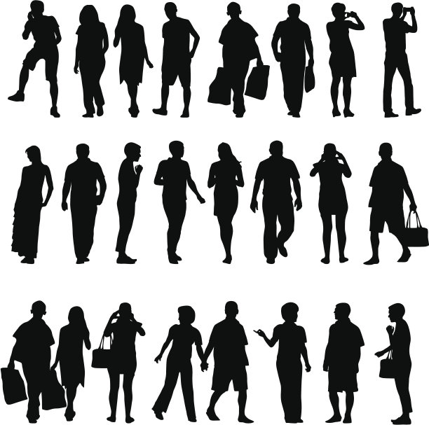 美丽男女的剪影图片下载