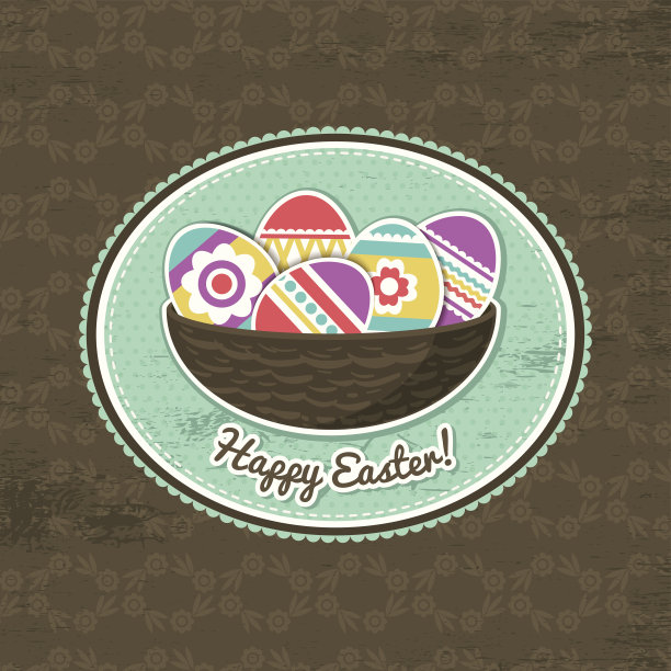 背景与复活节彩蛋和标签图片下载