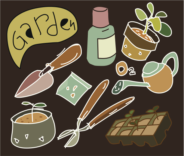 复古平面园艺矢量图片下载