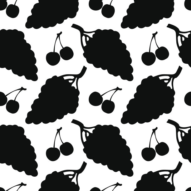 无缝图案与葡萄和樱桃的轮廓图片下载