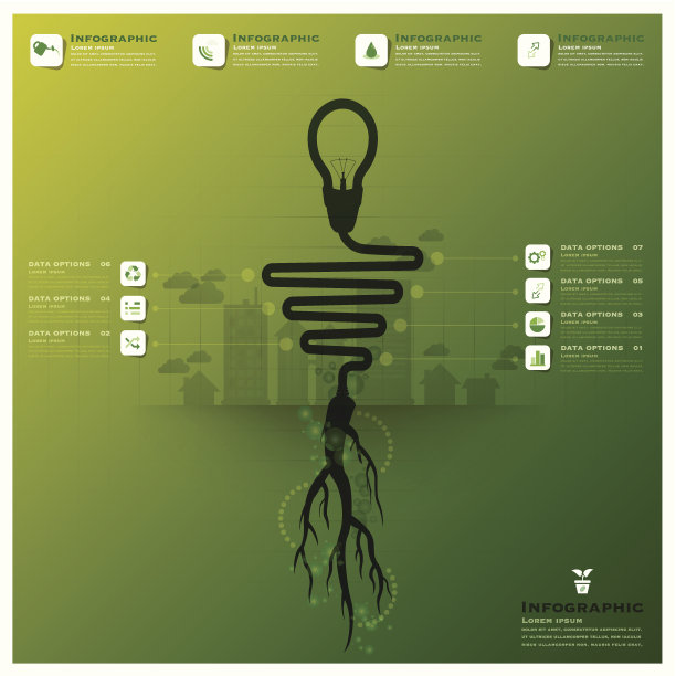 灯泡树和根信息图科学背景图片下载