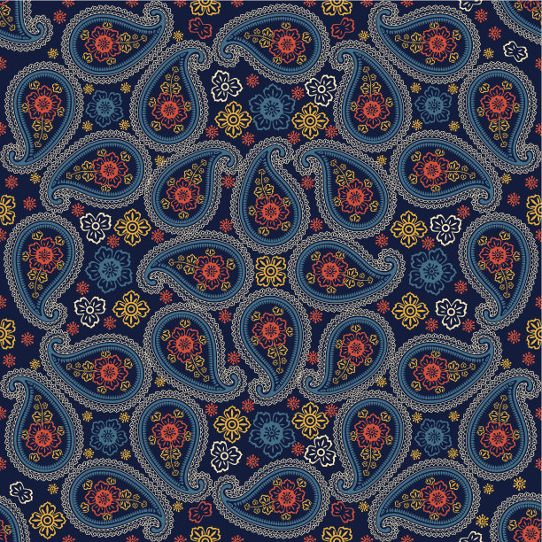 佩斯利织物无缝矢量图案。向量东方主题图片下载