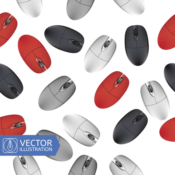 电脑鼠标无缝背景。向量图片下载